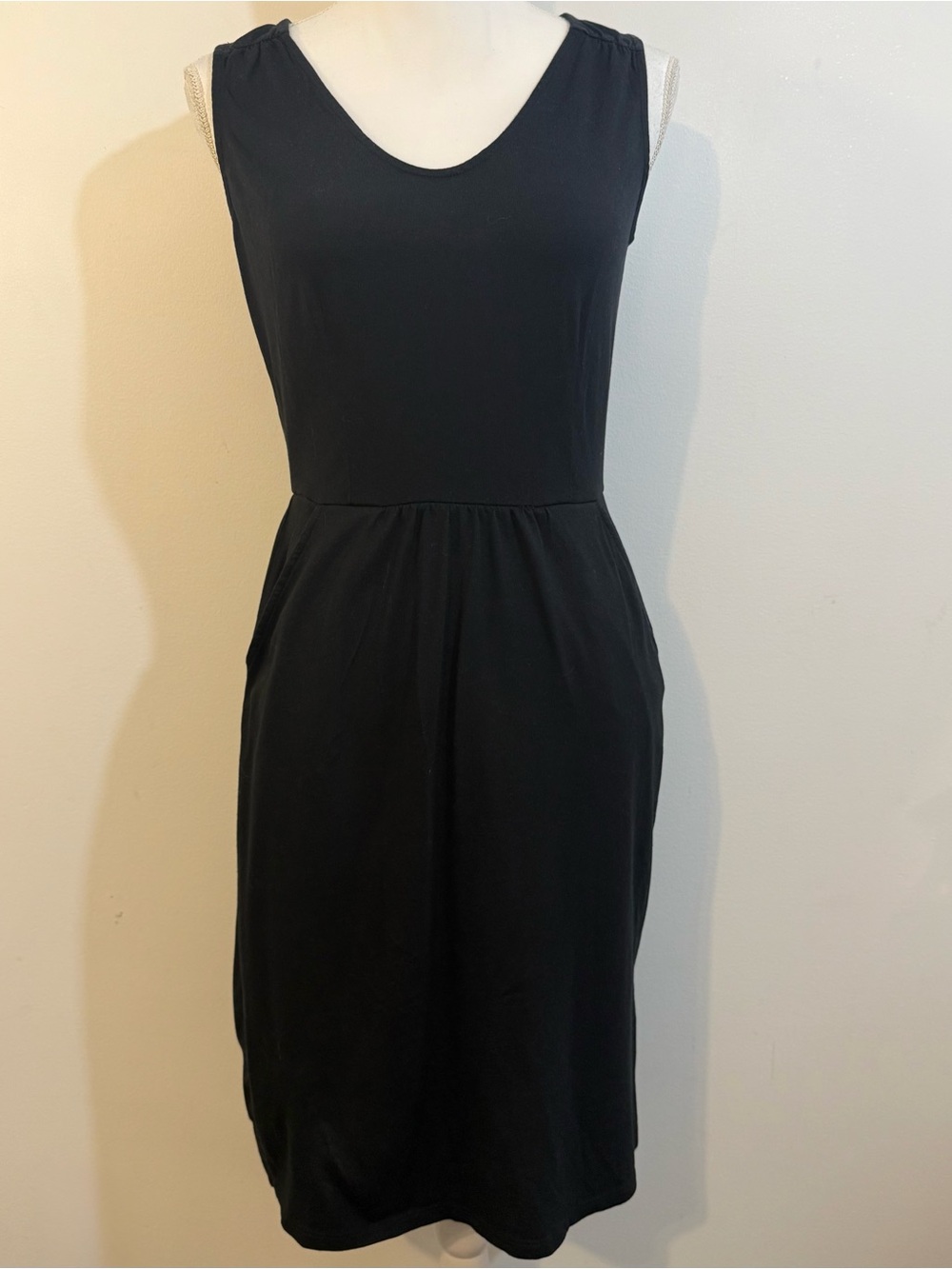 Boden Black Sleeveless Pocket Knit Dress Women’s US 4 UK 8 Classic Stretch Midi